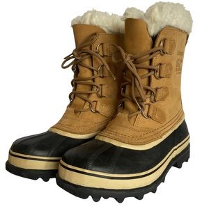 SOREL Caribou Winter Waterproof Boots Leather Shearling Lace-Up